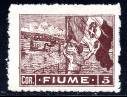 1129.ITALY,HUNGARY,FIUME,1919 SAILOR,FLAG 5 COR. MH - Fiume & Kupa