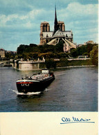 Albert MONIER Monier * CP Photographe * N°10 200 Paris - La Seine Et Notre Dame * Péniche Batellerie Barge Chaland - Monier