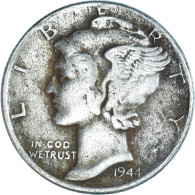 Monnaie, États-Unis, Mercury Dime, Dime, 1944, U.S. Mint, Philadelphie, TB - 1916-1945: Mercury (Mercurio)