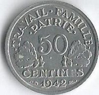 Pièce De Monnaie 50 Centimes Francisque Lourde  1942 (2) - 50 Centimes