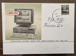 LITUANIE Informatique, Ordinateur, Computer, Lettre Publicitaire Ayant Voyagée (Cachet Kaunas 1993 Au Verso) - Informatique