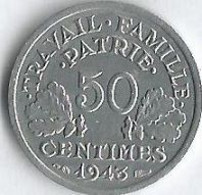 Pièce De Monnaie 50 Centimes Francisque Poids Faible   1943 (1) - 50 Centimes