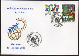 UNO Genf + Schweiz 2000   Kombi- Frankatur Développement Social - Cartas & Documentos