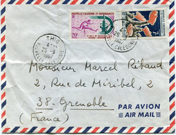 NOUVELLE-CALEDONIE LETTRE PAR AVION DEPART THIO 25-9-1967 POUR LA FRANCE - Storia Postale