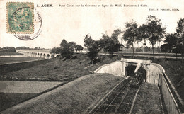 N°97280bis -cpa Agen -pont Canal Sur La Garonne Et Ligne Du Midi- - Ouvrages D'Art