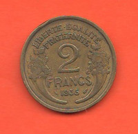 Francia 2 Franchi 1935 France 2 Francs Morlon 1935 Bronze Coin Rare Date - 2 Francs