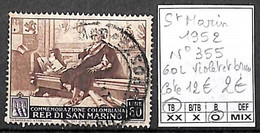 [3143]TB//O/Used-c:12e-Saint-Marin 1952 - N° 355, 60L Violet Et Brun - Gebruikt