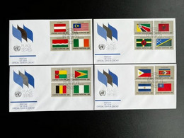 UNITED NATIONS 1982 FDC FLAGS SET OF 4 COVERS - FDC