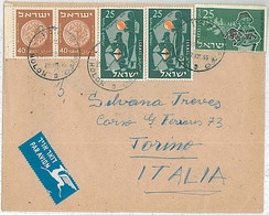 27055 - ISRAEL - POSTAL HISTORY:AIRMAIL COVER To ITALY 1957-OVER FRANKED:155 PRUTOT - Otros & Sin Clasificación