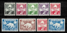 Greenland 1938+46 ☀ Christian X - Polar Bear Set MI 1/7, 26/27 ☀ MNH** - Ongebruikt