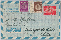 49043  - ISRAEL  - POSTAL HISTORY: AEROGRAMME Air Letter To CHILE 1953 - Other & Unclassified