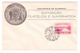 BRASIL. Centenario De Blumenau (1950). Sobre Conmemorativo Exposición Filatélica Y Numismática.. - Libretti