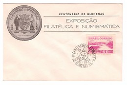 BRASIL. Centenario De Blumenau (1950). Sobre Conmemorativo Exposición Filatélica Y Numismática. - Markenheftchen