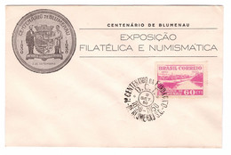 BRASIL. Centenario De Blumenau (1950). Sobre Conmemorativo Exposición Filatélica Y Numismática. - Carnets