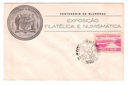 BRASIL. Centenario De Blumenau (1950). Sobre Conmemorativo Exposición Filatélica Y Numismática. - Postzegelboekjes