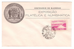 BRASIL. Centenario De Blumenau (1950). Sobre Conmemorativo Exposición Filatélica Y Numismática. - Libretti