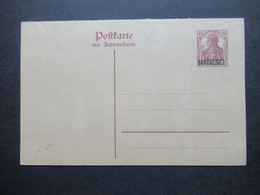 Saargebiet 1920 Doppelkarte P 6 Ungebraucht Mit Abklatsch / Druckzufälligkeit - Storia Postale