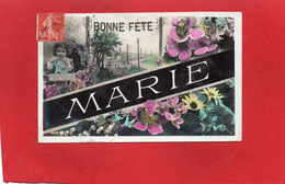 BONNE FETE MARIE---Fillette + Fleurs----voir 2 Scans - Prénoms