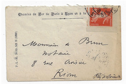 Lettre Entête Chemin De Fer P L M 10c Timbre Issu Carnet Coin Supérieur Droit Yv 138 - 1906-38 Semeuse Con Cameo