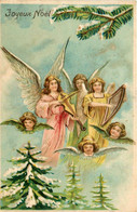 Ange Angelots * Cpa Ilustrateur * Joyeux Noël * Gaufrée Embossed * Anges Angel - Angels