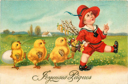 Joyeuses Pâques * Cpa Illustrateur * Enfants Et Poussins - Pasen