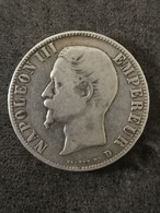 5 FRANCS NAPOLEON III TETE NUE ARGENT 1855 D LYON FRANCE / SILVER - 5 Francs