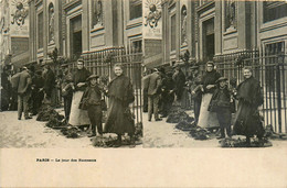 Paris * Cpa Stéréo 2 Vues * Le Jour Des Rameaux * Petits Métiers * Vendeurs Marchands - Artigianato Di Parigi