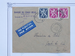 BG23 BELGIQUE BELLE LETTRE RECO. RR  1949 BANQUE CONGO BELGE ANTWERPEN A  COMBO +++PAIRE DE TP++  +AFFRANCH. INTERESSANT - Lettres & Documents