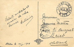 2422PR/ Sweden PC From Stockholm 1916 > POW Camp De Zeist Arrival Cancellation Legerplaats Zeist - Krijgsgevangenen