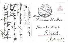 2427PR/ Sweden PC From Stockholm  1916 > POW Camp De Zeist Arrival Cancellation Legerplaats Zeist - Kriegsgefangenschaft