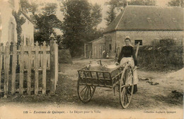 Environs De Quimper * 1905 * Le Part Pour La Ville * Une Laitière Et Ses Pots De Lait * Milk Coiffe Costume Bretonne - Quimper