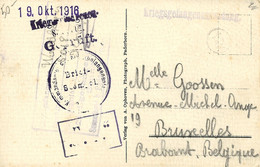 2428PR/ PC Paderborn PDG-POW 1916 KGF Geprüft + Censor > Belgium Brussels - Prisonniers