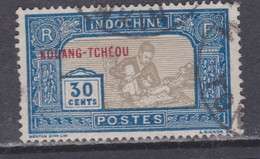 Kouang-Tchéou N° 92 O Timbres D'Indochine Surchargés : 30 C. Lbleu Et Gris-olive, Oblitération Légère Sinon TB - Used Stamps