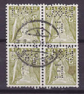 Switzerland Perfin Perforé Lochung 'B&C/E' Benziger & Co AG, Verlagsanstalt, Einsiedeln 1935 Cancel 4-Block (2 Scans) - Perforés