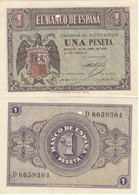 CRBS0519 BILLETE ESPAÑA 1 PESETA FEBRERO 1938 CON AGUJERO SERIE D MBC - 1-2 Pesetas