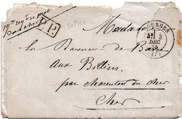 30275# LETTRE P.P. PORT PAYE 19ème REGIMENT MOBILE DU CHER Obl BOURGES 3 DECEMBRE 1870 T17 Pour BILLIERS CHARENTON - Guerre De 1870