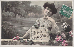 CPA FLEURS - Femme Souriante Entourée De Fleurs - Au Revoir - Flores