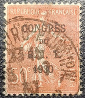 France N°264a Semeuse Lignée 50c Rouge. Congrès Du B.I.T 1930. Oblitéré T.B. - Oblitérés