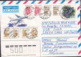 Russia Par Avion MOSCOW 1993 Cover Brief Lettre BLOS ANGELES United States Fish Fisch Poisson 4-Stripe & Pairs - Lettres & Documents