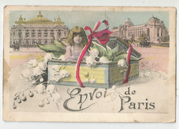 Cpa Fete Du 1er Mai Muguet Fleur Enfant Dans  Mallle Envoi De Paris Montage Photo Fantaisie - Other & Unclassified