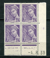 24269 FRANCE N°413** 40c. Violet Type Mercure C.D Du 4.8.39  TB - 1930-1939