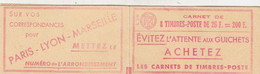 CARNET. MARIANNE DE MULLER. 25Fr. 1011C-C1. PARIS-LYON-MARSEILLE - Old : 1906-1965