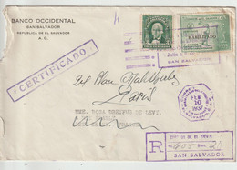 Salvador 1937 Lettre Recommandée Par Avion Pour La France - Salvador