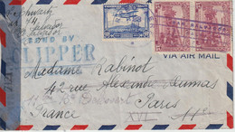 Salvador 1946 Lettre Par Avion Clipper Pour La France Avec Bande De Censure - Salvador