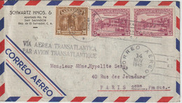 Salvador 1945 Lettre Par Avion Transatlantique Pour La France - Salvador