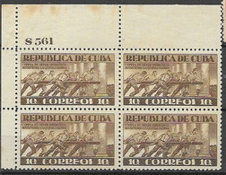 Cuba Mnh ** With Plate Number (stain Only On Border, Stamps Fine) 1943 About 30 Euros - Nuevos