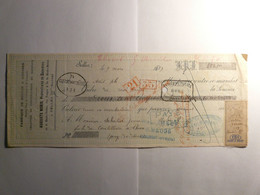 MANDAT LETTRE DE CHANGE CHEQUE - SELLEA 9 MARS 1889 - AUGUSTE NOBIS - SABATIER COUTELLIER THIERS - Lettres De Change