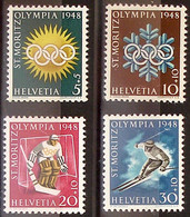 Schweiz Suisse 1948: Winter-Olympiade D'hiver ST.MORITZ Zu WIII25-28 Mi 492-495 Yv 449-452 ** Postfris MNH (Zu CHF 8.50) - Winter 1948: St. Moritz