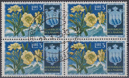 Saint-Marin YT 376 Mi 505 Année 1953 (Used °) (Bloc De 4) Feur - Used Stamps