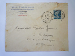 TI - 2022 - 479  SEMEUSE 25 C BLEU  Perforée Société Marseillaise De Crédit   1921   XXX - Storia Postale